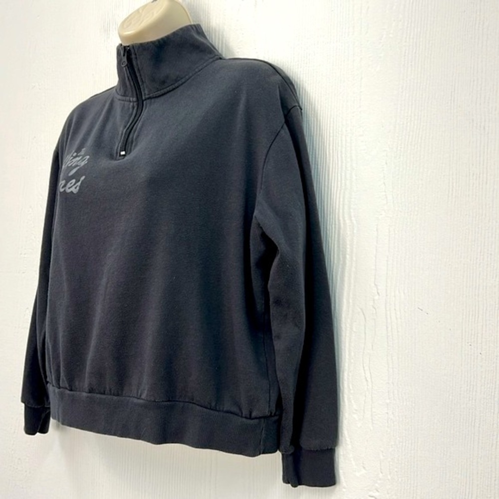 The Rolling Stones - Gray Zip Up Rolling Stones Checkered Tongue Crop Pullover S - Picture 5 of 10